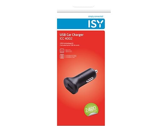 ISY ICC-4002 USB/ILTN 2.4A - Caricatore da auto (Nero)