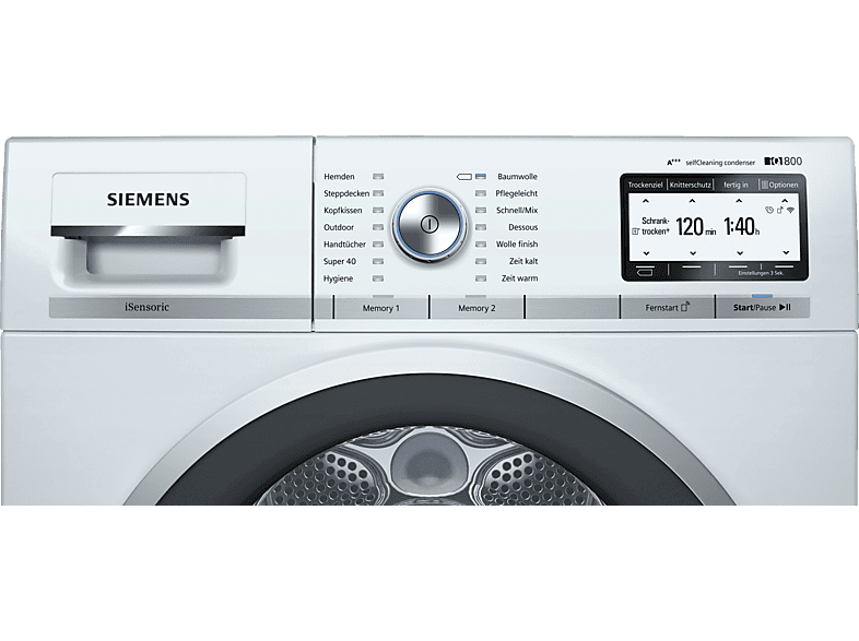 SIEMENS WT7YH701 Trockner (8.0 kg, A+++) SIEMENS WT7YH701 Trockner (8.0 kg, A+++)