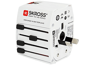 SKROSS WORLD ADAPTER USB+SOS BATTERY WHITE - Reisestecker (Weiss)