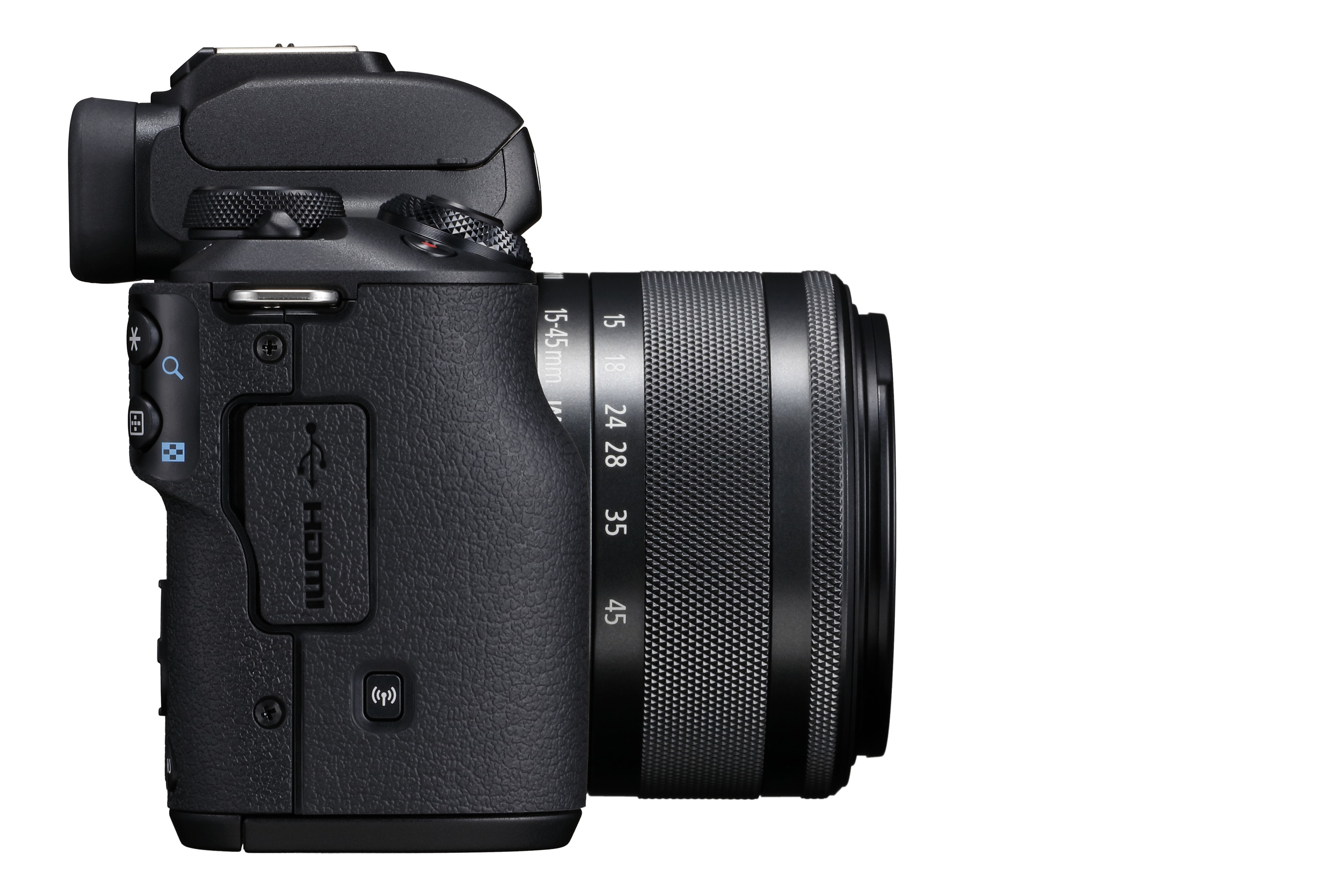 CANON EOS M50 Kit Systemkamera mit Objektiv 15-45 mm, 55-200 mm, 7,5 cm Display Touchscreen, WLAN