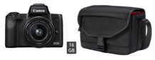 EOS M50 mit Objektiv 15-45 mm + Tasche + Speicherkarte, schwarz
