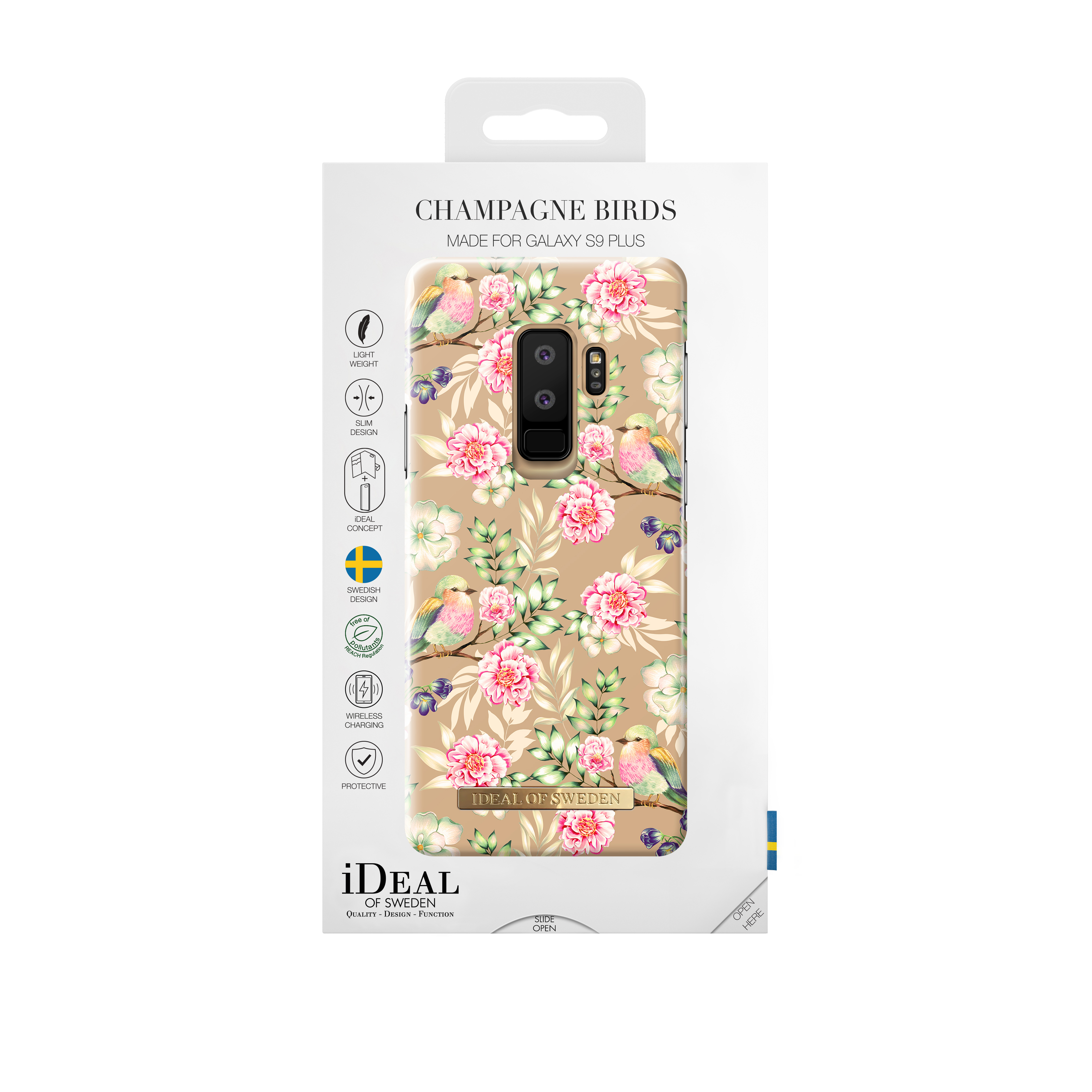 IDEAL OF SWEDEN Fashion Case, Backcover, Samsung, Galaxy S9+, Champagne Birds
