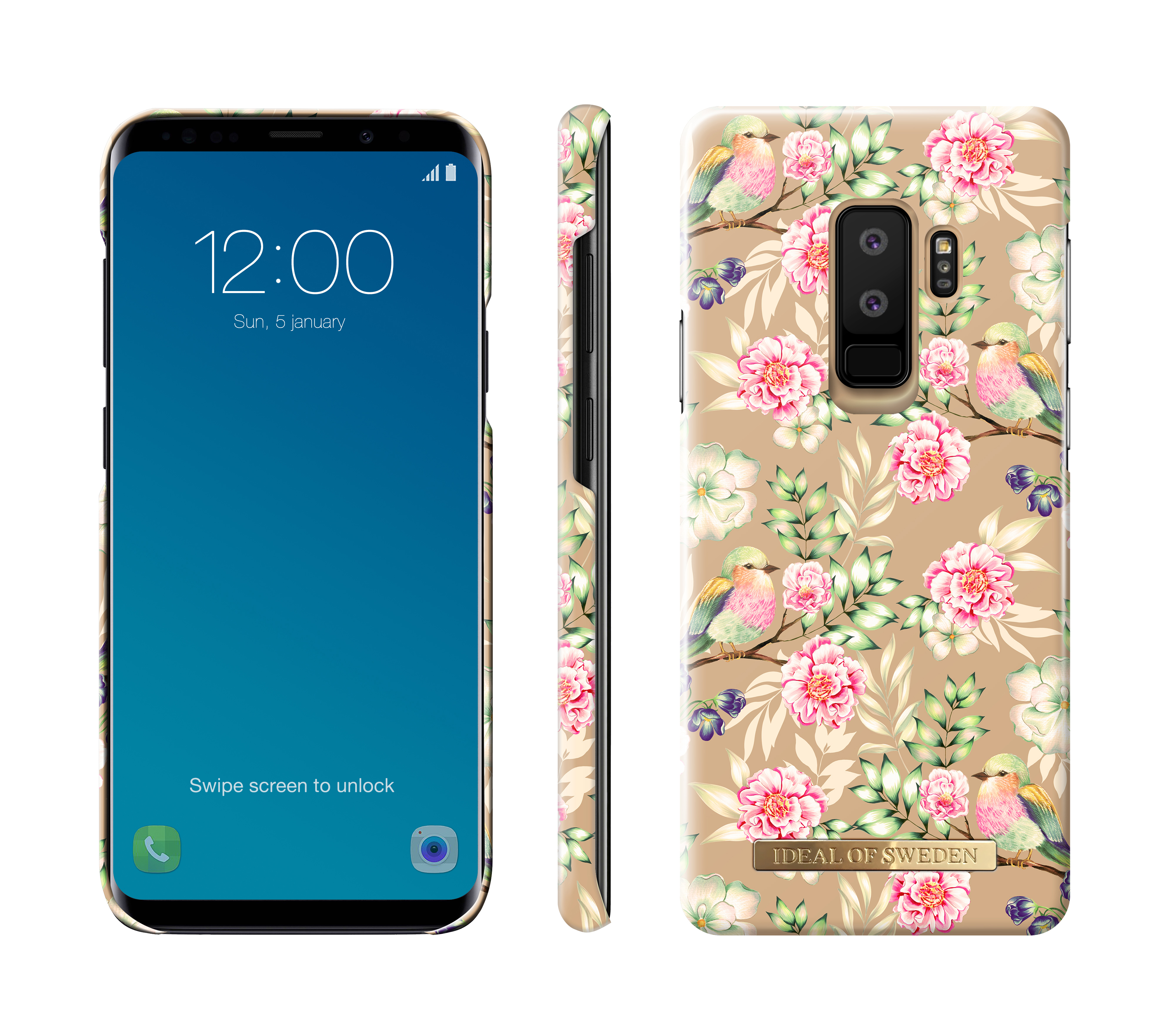 IDEAL OF SWEDEN Fashion Case, Backcover, Samsung, Galaxy S9+, Champagne Birds