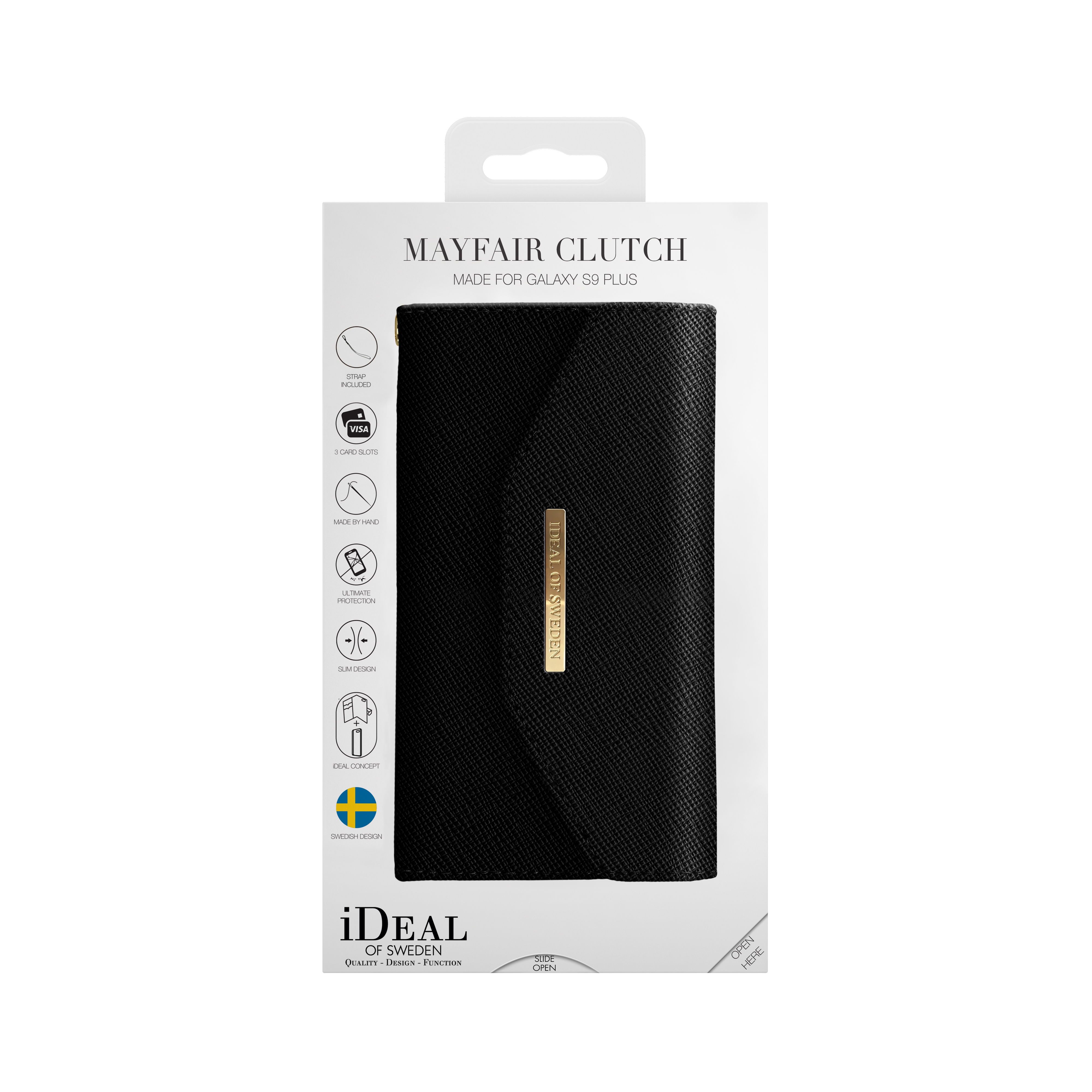 IDEAL OF SWEDEN Mayfair Clutch, Sleeves, Samsung, Galaxy S9+, Schwarz