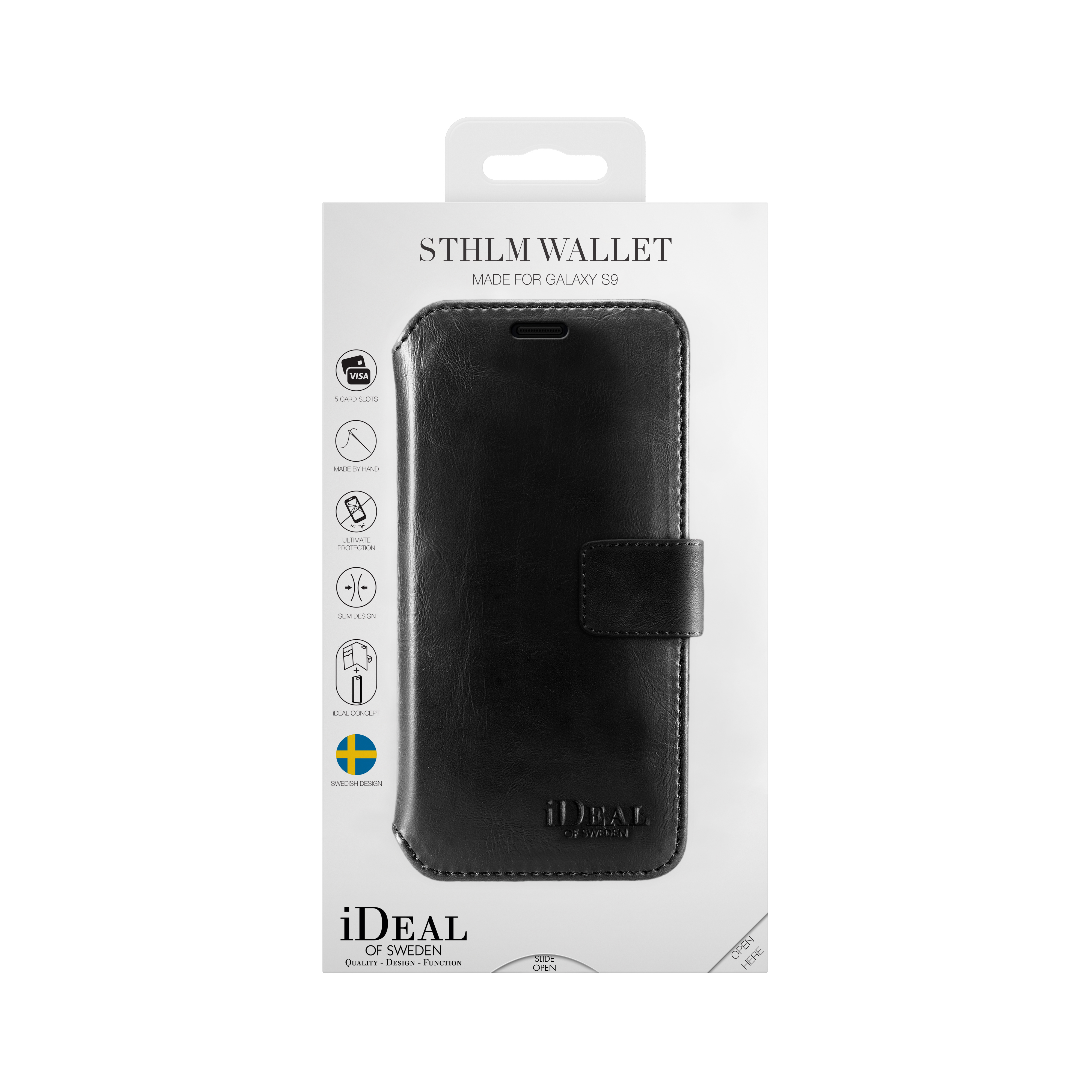 IDEAL OF SWEDEN Sthlm Wallet, Bookcover, Samsung, Galaxy S9, Schwarz