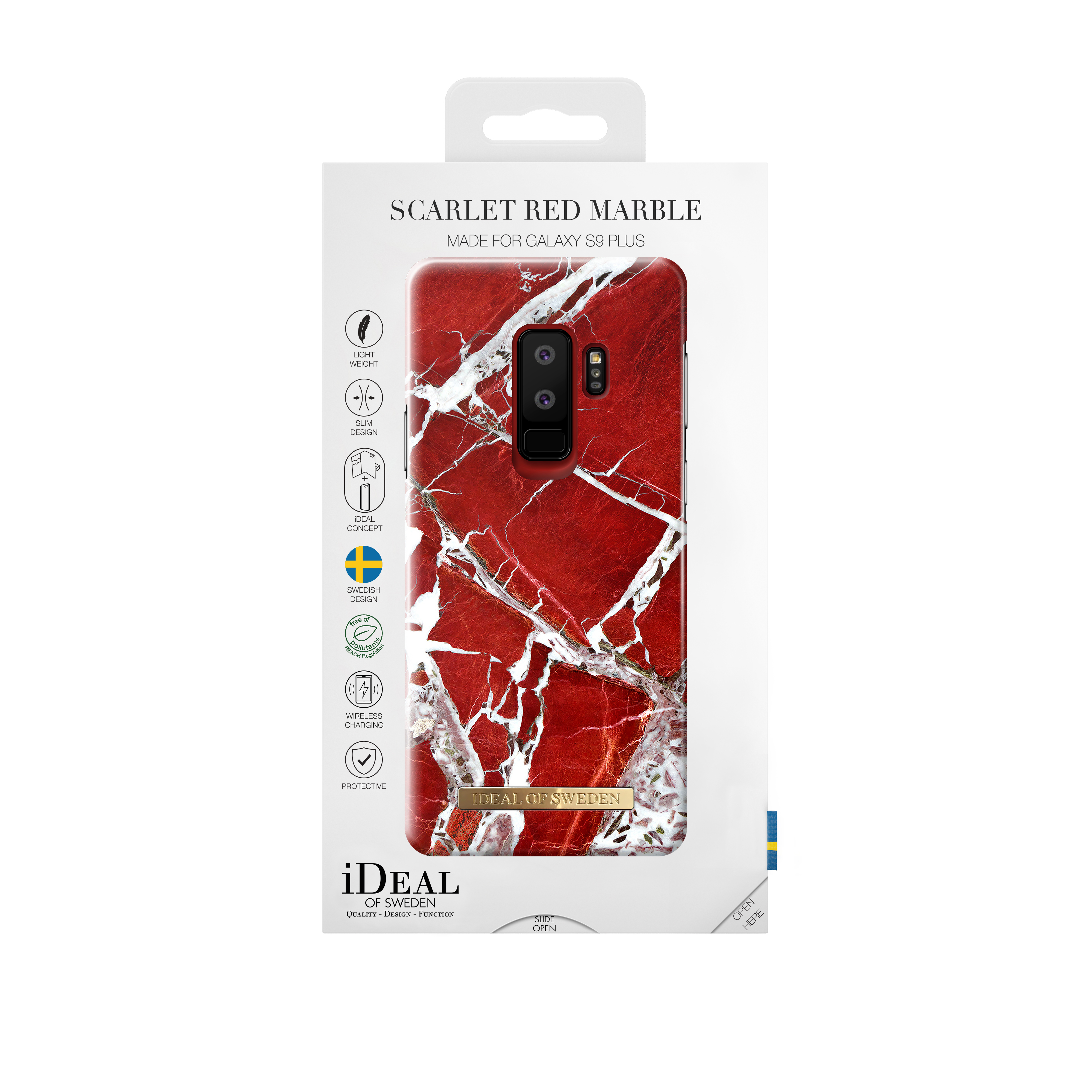 IDEAL OF SWEDEN Fashion Case, Backcover, Samsung, Galaxy S9+, Scarlet Red Marble