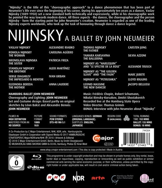 DVD-Rückseite mit Text über Nijinsky, ein Ballett von John Neumeier.
