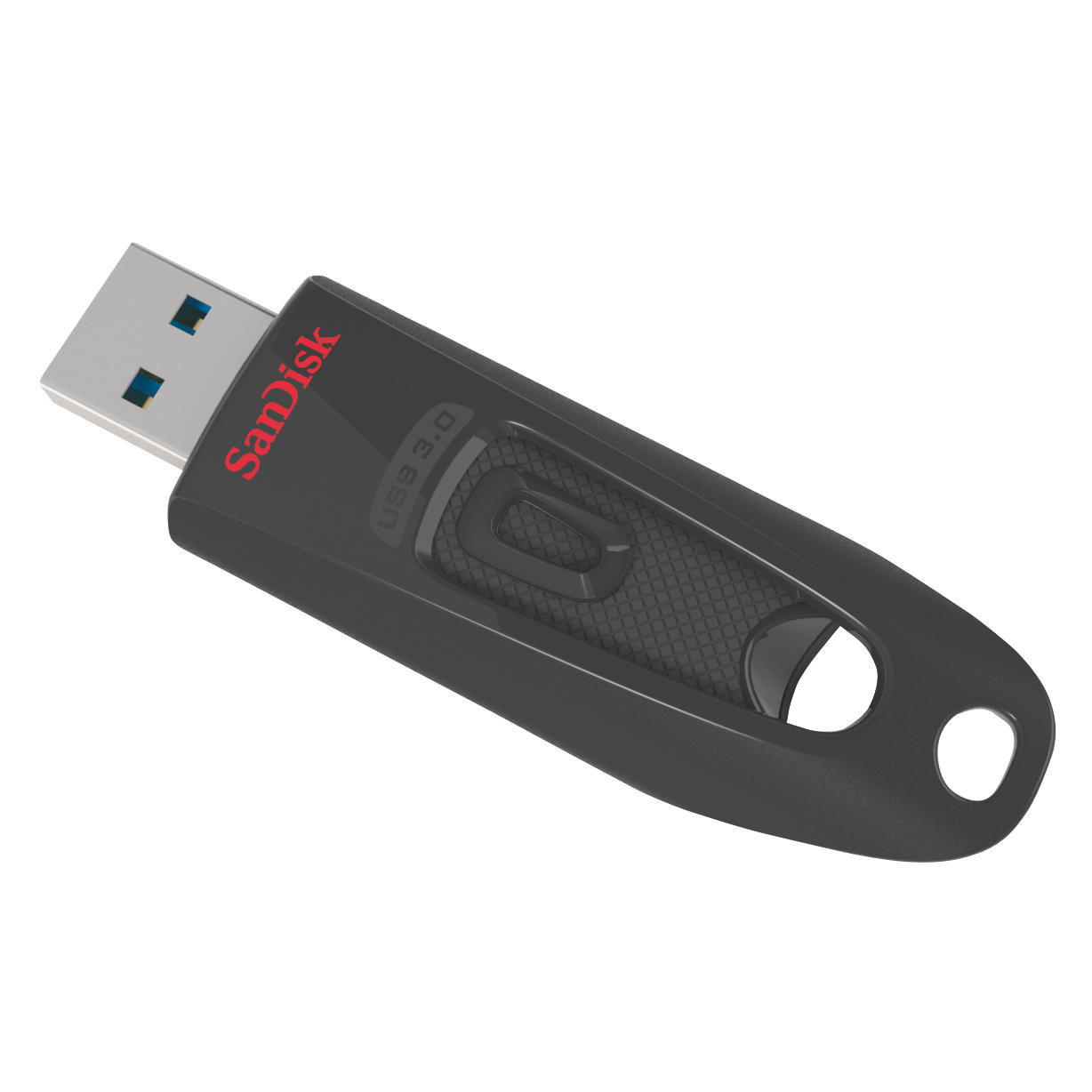 Black and red USB drive with 'SanDisk' logo.
