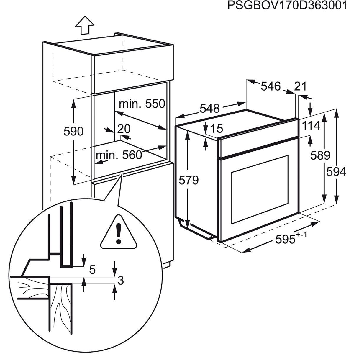 AEG BPB331020M, Backofen (Einbaugerät, 71 l, 595 mm breit)