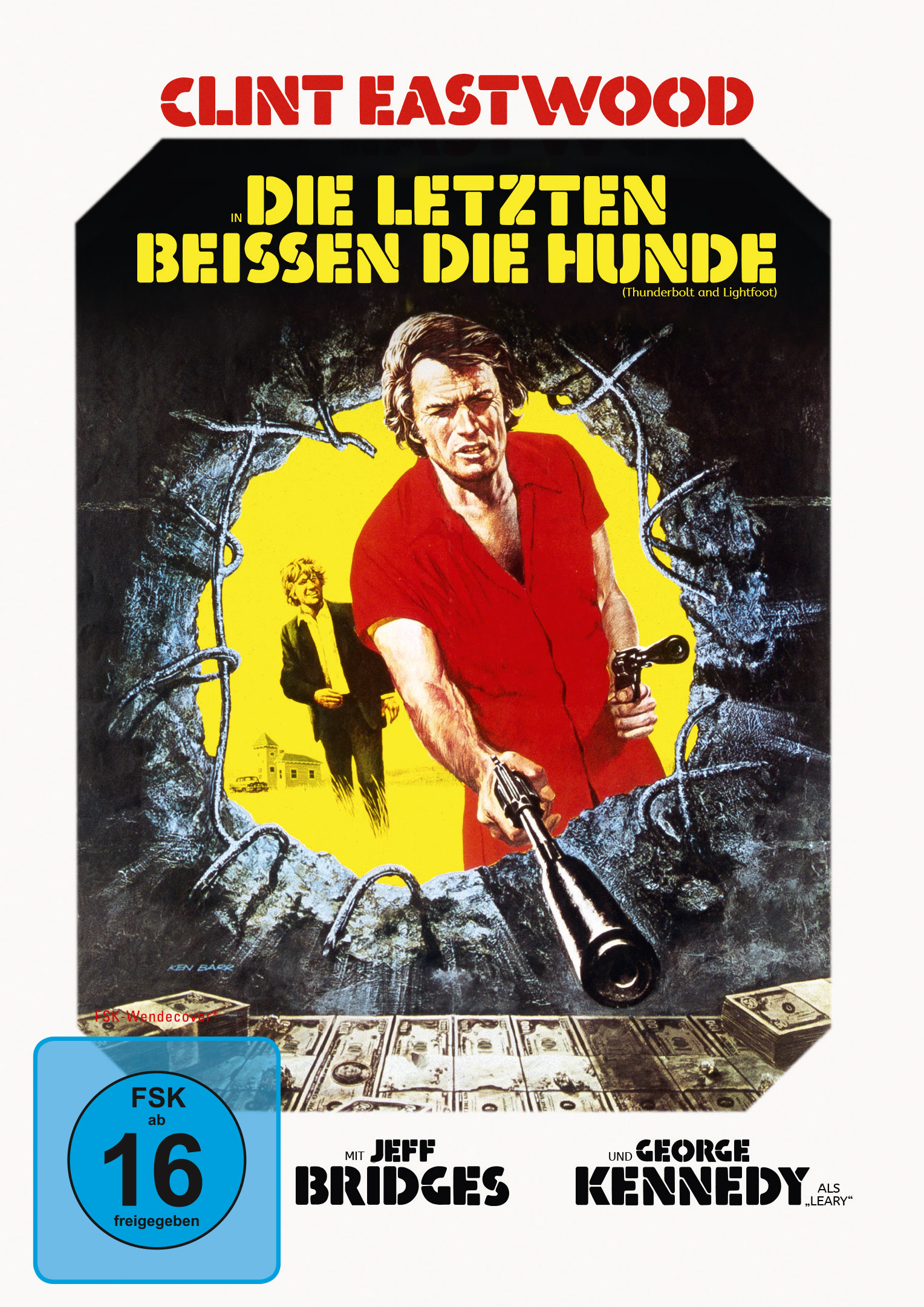 Filmposter mit Clint Eastwood. Er hält eine Pistole. Ein Mann steht im Hintergrund.
