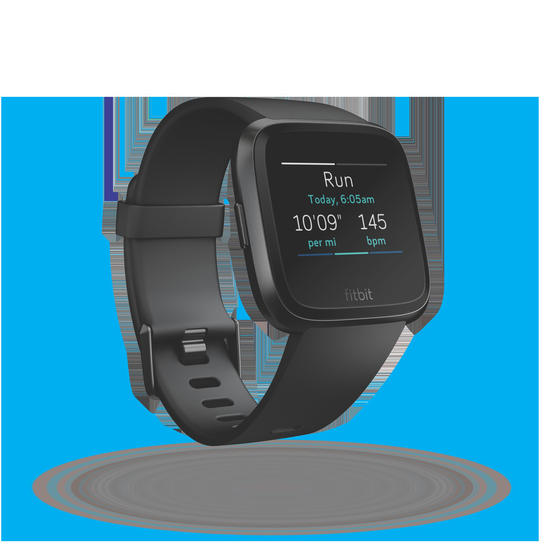 FITBIT Versa Smartwatch Aluminium Elastomer, S-L, Schwarz/Schwarz