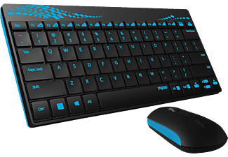 RAPOO 8000 WLESS DESKSET CH BLACK - Tastatur & Maus (Schwarz, blau)