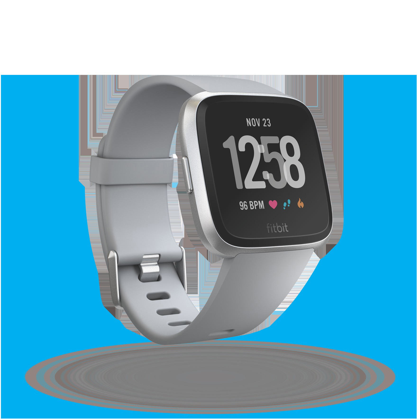FITBIT Versa Smartwatch Aluminium  Elastomer, S-L, Grau / Aluminium-Silber