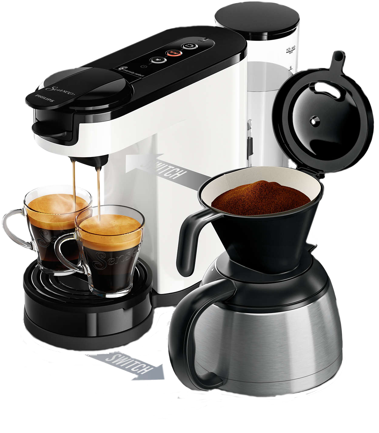PHILIPS HD6592/00 SENSEO® Switch Kaffeepadmaschie, Weiß
