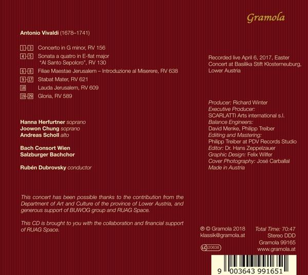 CD-Cover mit musikalischen Details, mit Werken von Antonio Vivaldi und Konzertinformationen.