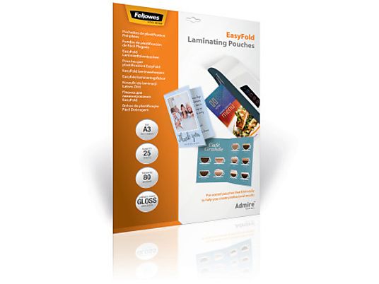 FELLOWES 5602001 ADMIRE EASY FOLD A3 25PCS - Pellicola di laminazione