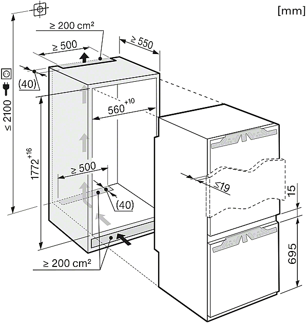 MIELE KF 37233 ID Kühlgefrierkombination (D, 274 l, 1770 mm hoch, Keine Farbe)