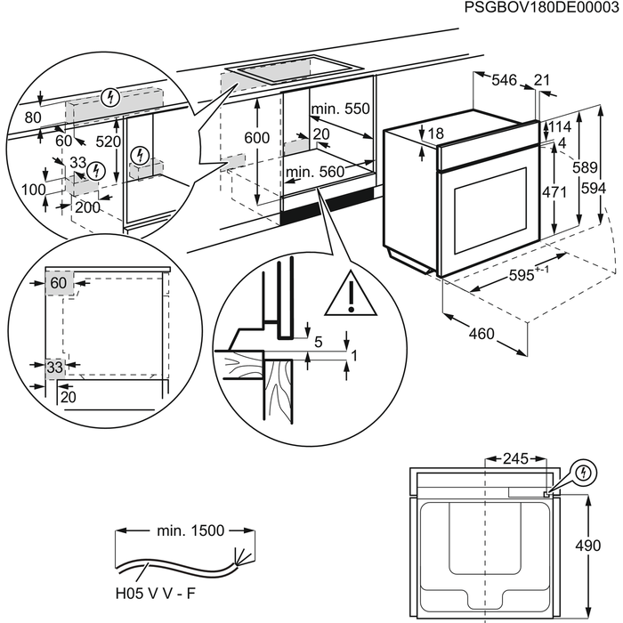 AEG BPB355020M, Einbaubackofen (Einbaugerät, 71 l, 595 mm breit)