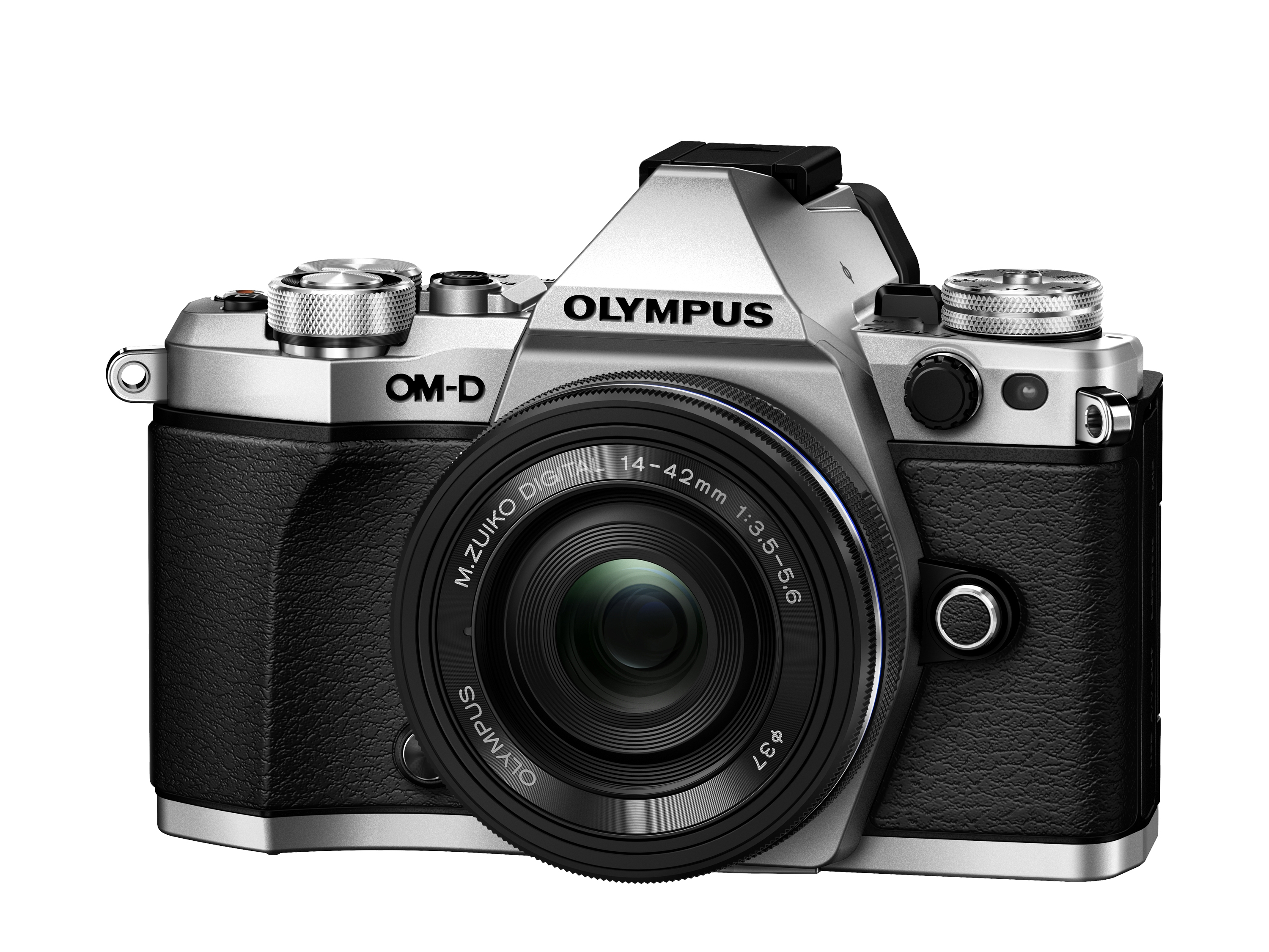 OLYMPUS OM-D E-M5 Mark II Pancake Zoom Kit Systemkamera mit Objektiv 14-42 mm, 7,6 cm Display Touchscreen, WLAN