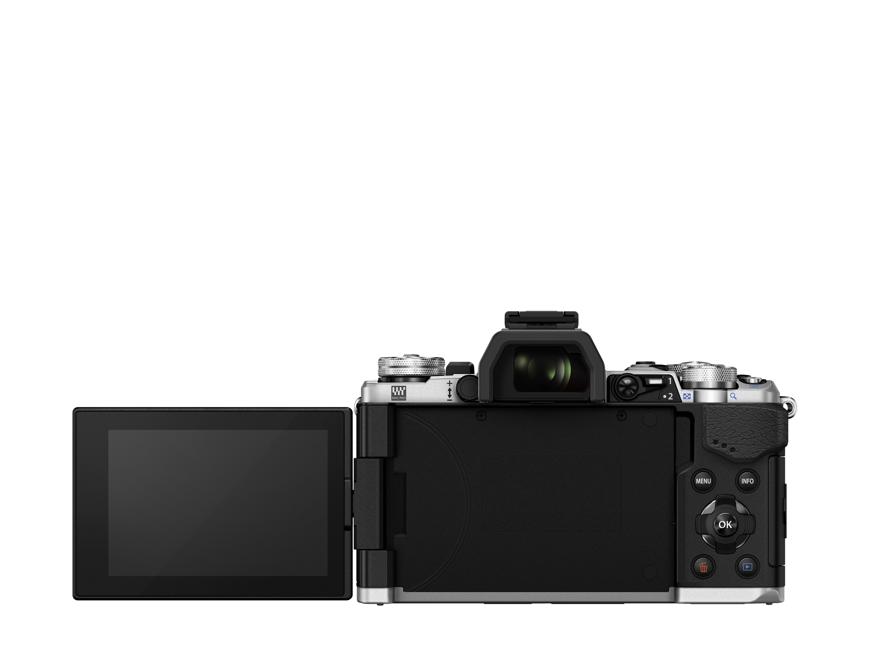 OLYMPUS OM-D E-M5 Mark II Pancake Zoom Kit Systemkamera mit Objektiv 14-42 mm, 7,6 cm Display Touchscreen, WLAN