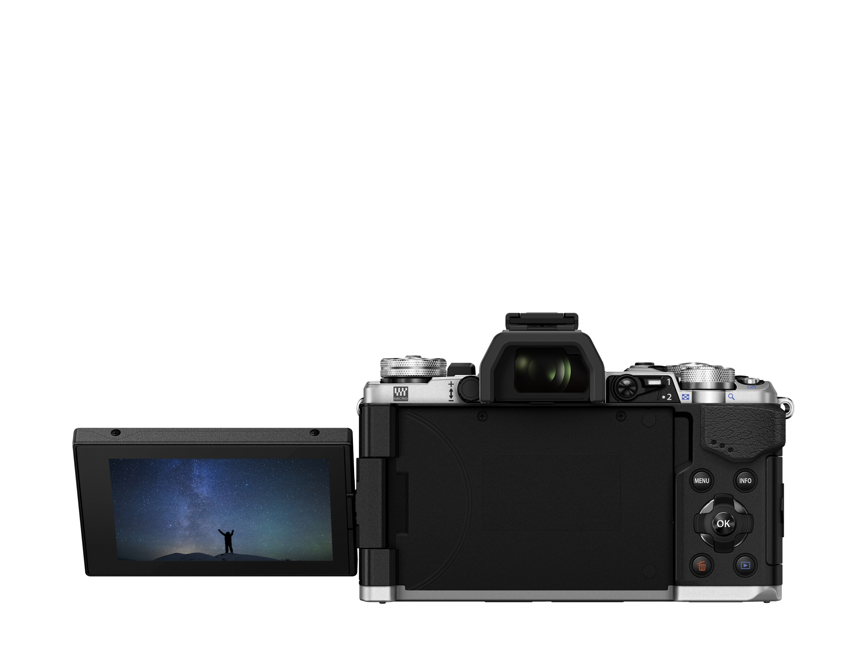OLYMPUS OM-D E-M5 Mark II Pancake Zoom Kit Systemkamera mit Objektiv 14-42 mm, 7,6 cm Display Touchscreen, WLAN