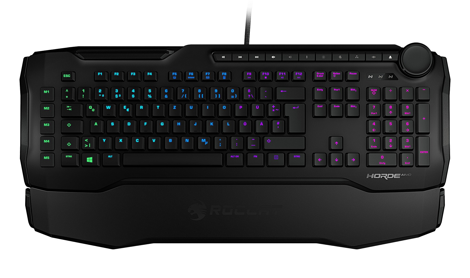 ROCCAT Horde AIMO, Gaming Tastatur, Rubberdome, kabelgebunden, Schwarz