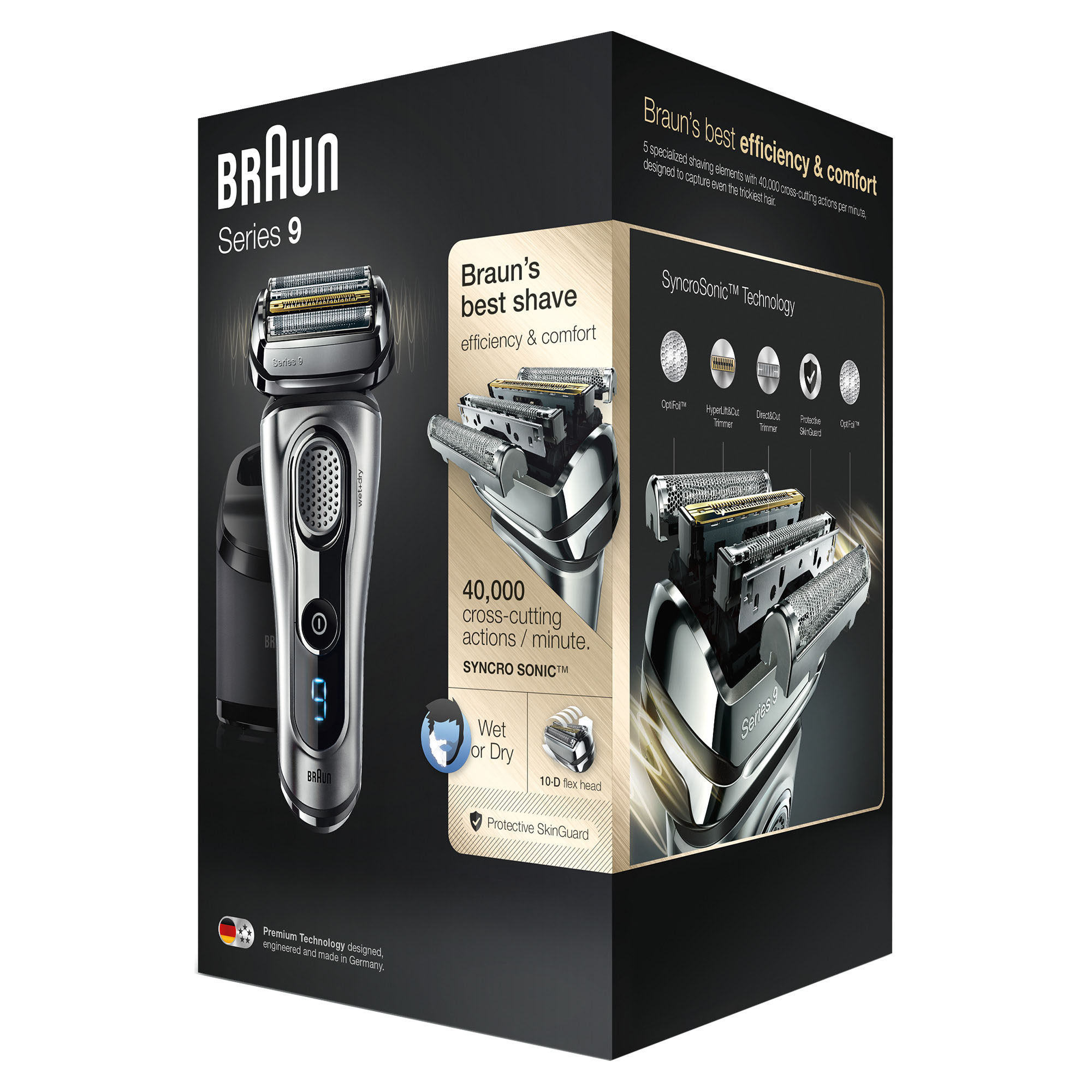 BRAUN Braun Series 9  Rasierer Silber (SyncroSonic™ Technologie, Reinigungsstation: Ja)