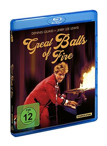 DVD-Cover von 'Great Balls of Fire' mit Dennis Quaid am Klavier.