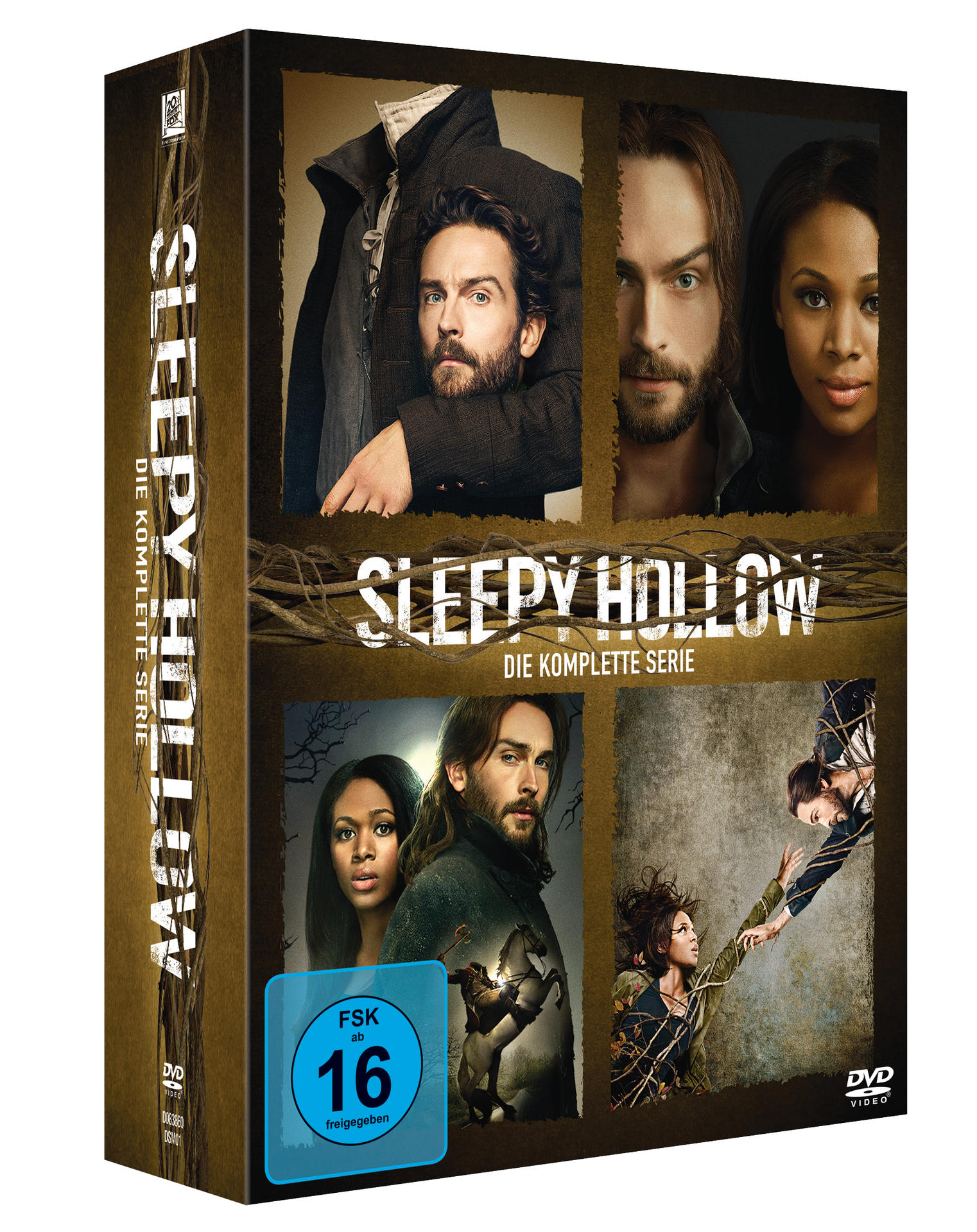 DVD-Box mit dem Titel 'Sleepy Hollow'. Vier Bilder von Schauspielern sind auf der Box.