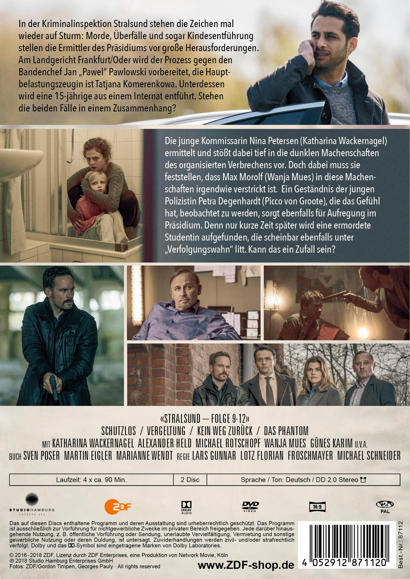 Ein Film-DVD-Cover mit Schauspielern und einer Szene aus einem Krimi. Der Hintergrund ist unscharf.