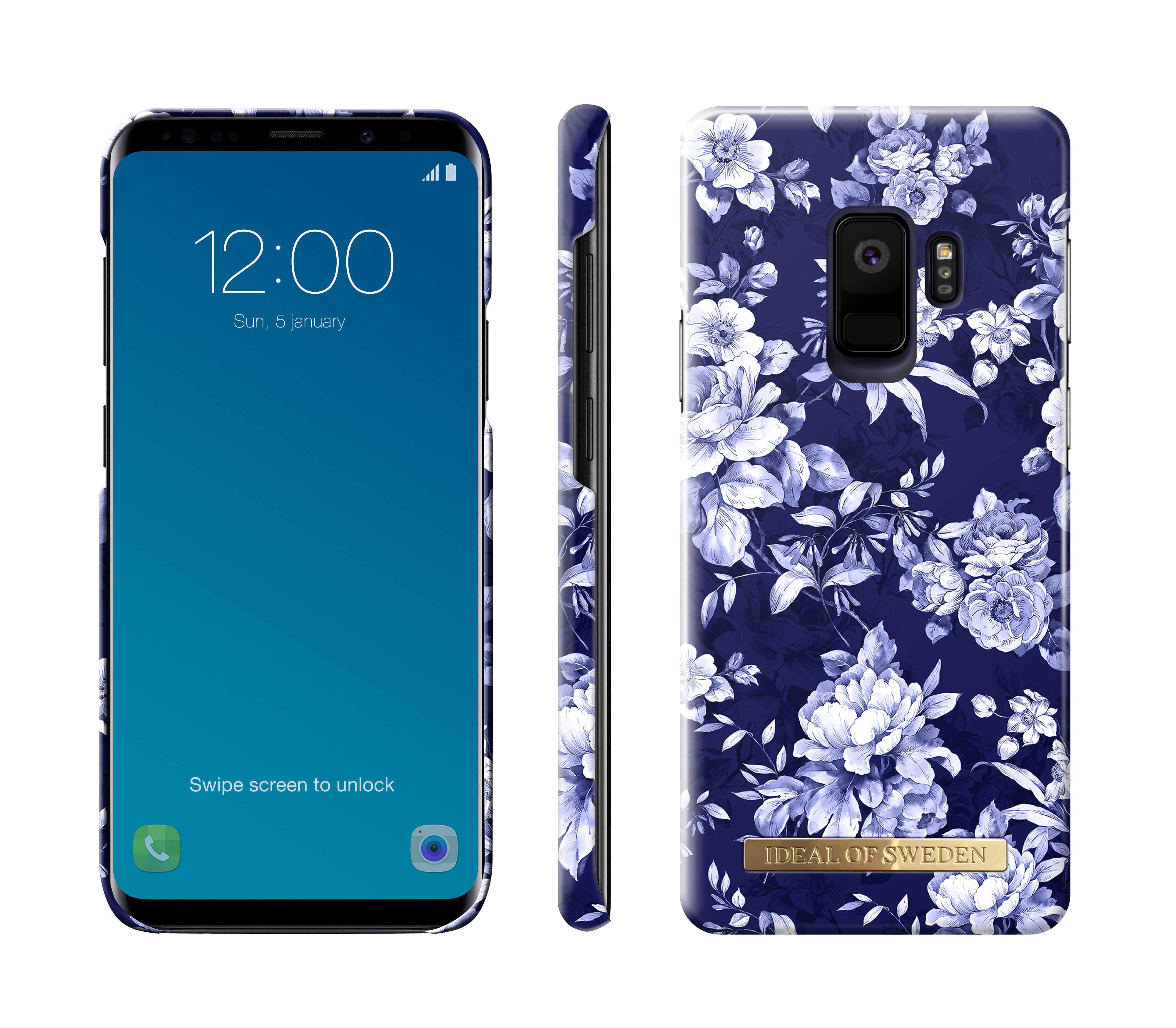 IDEAL OF SWEDEN Fashion, Backcover, Samsung, Galaxy S9, Blau geblümt