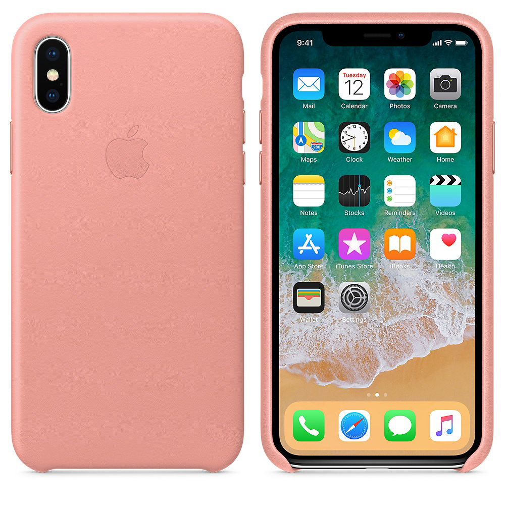 APPLE Leather Case, Backcover, Apple, iPhone X, Soft Pink