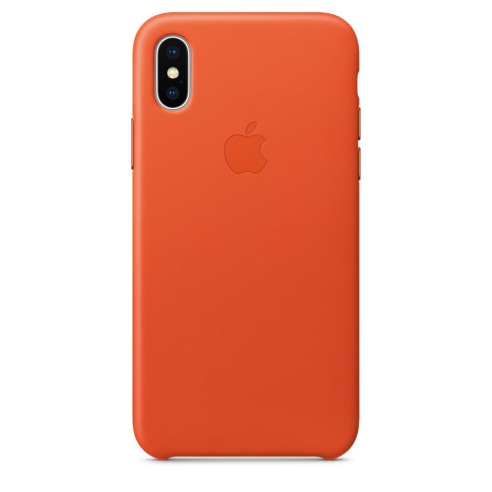 APPLE Leather Case, Apple, X, iPhone Backcover, Bright Ornage