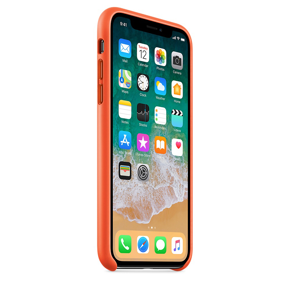 APPLE Leather Case, Backcover, Apple, iPhone X, Bright Ornage