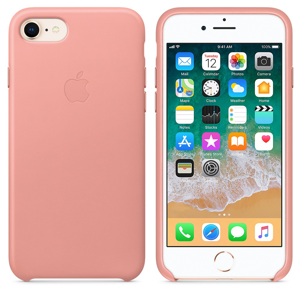 APPLE Leather Case, Backcover, Apple, iPhone 7, iPhone 8, Soft Pink