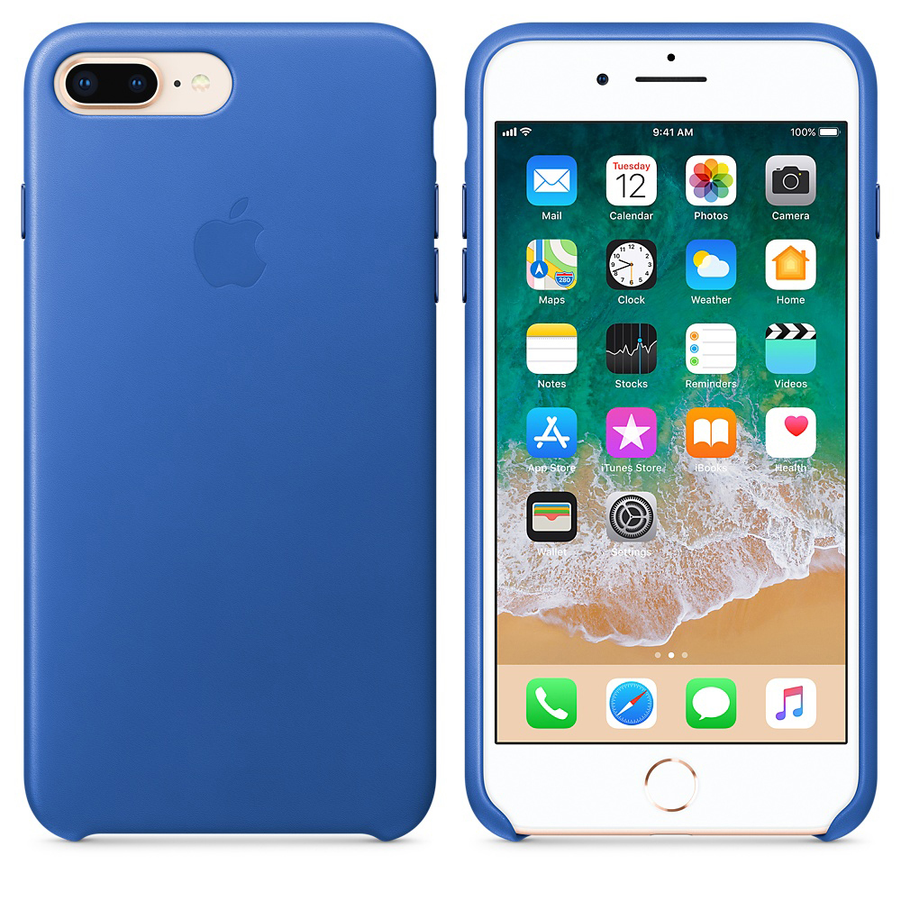 APPLE Leather Case, Backcover, Apple, iPhone 7 Plus, iPhone 8 Plus, Electric Blue