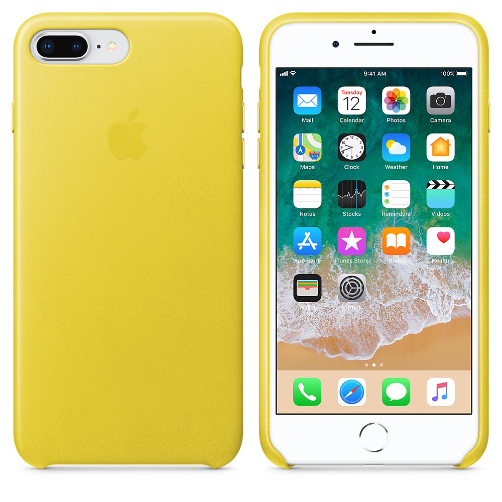 iPhone Leather APPLE Plus, iPhone Case, Spring 8 Plus, Yellow Apple, Backcover, 7