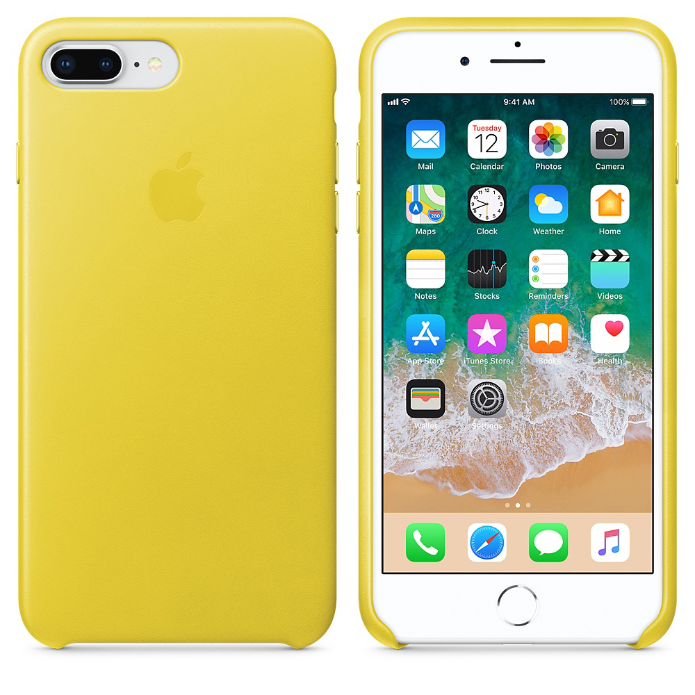 APPLE Leather Case, Backcover, Apple, iPhone 7 Plus, iPhone 8 Plus, Spring Yellow