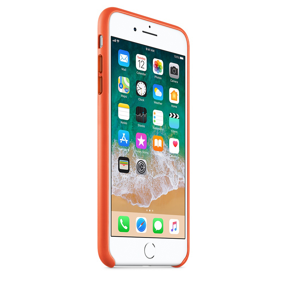 APPLE Leather Case, 7 Backcover, iPhone Apple, Plus, Orange iPhone Bright 8 Plus