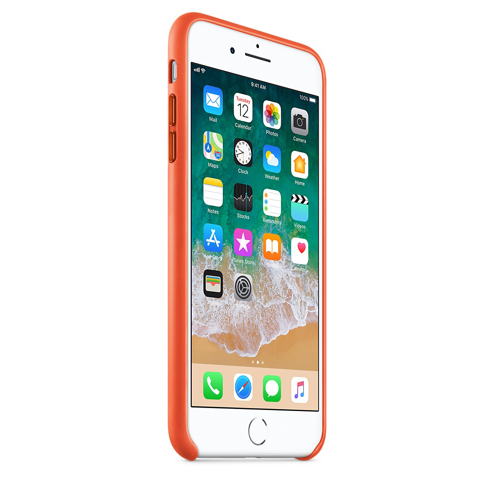 APPLE Leather Case, Backcover, Apple, iPhone 7 Plus, iPhone 8 Plus, Bright Orange