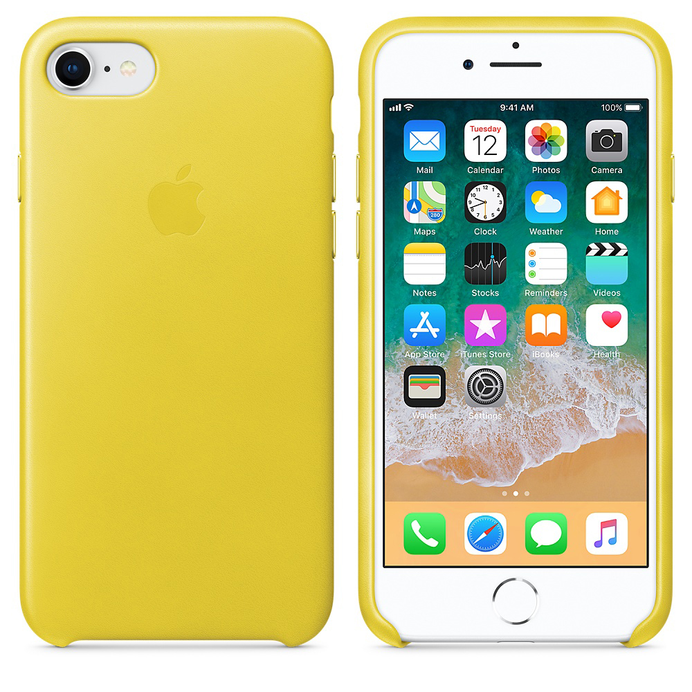APPLE Leather Case, Backcover, Apple, iPhone 7, iPhone 8, Spring Yellow