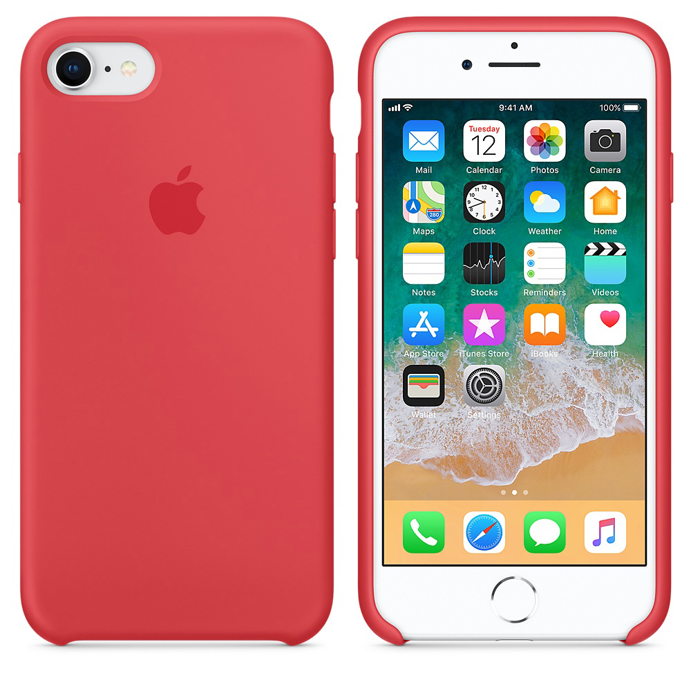 APPLE Silicon Case, Backcover, Apple, iPhone 8, iPhone 7, Red Raspberry