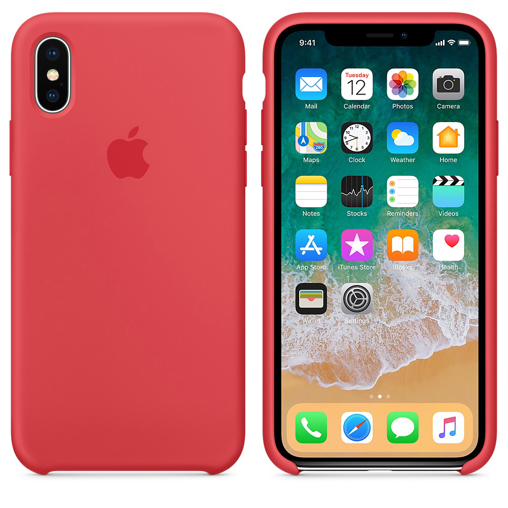 APPLE Silicone Case, Backcover, Apple, iPhone X, Red Raspberry