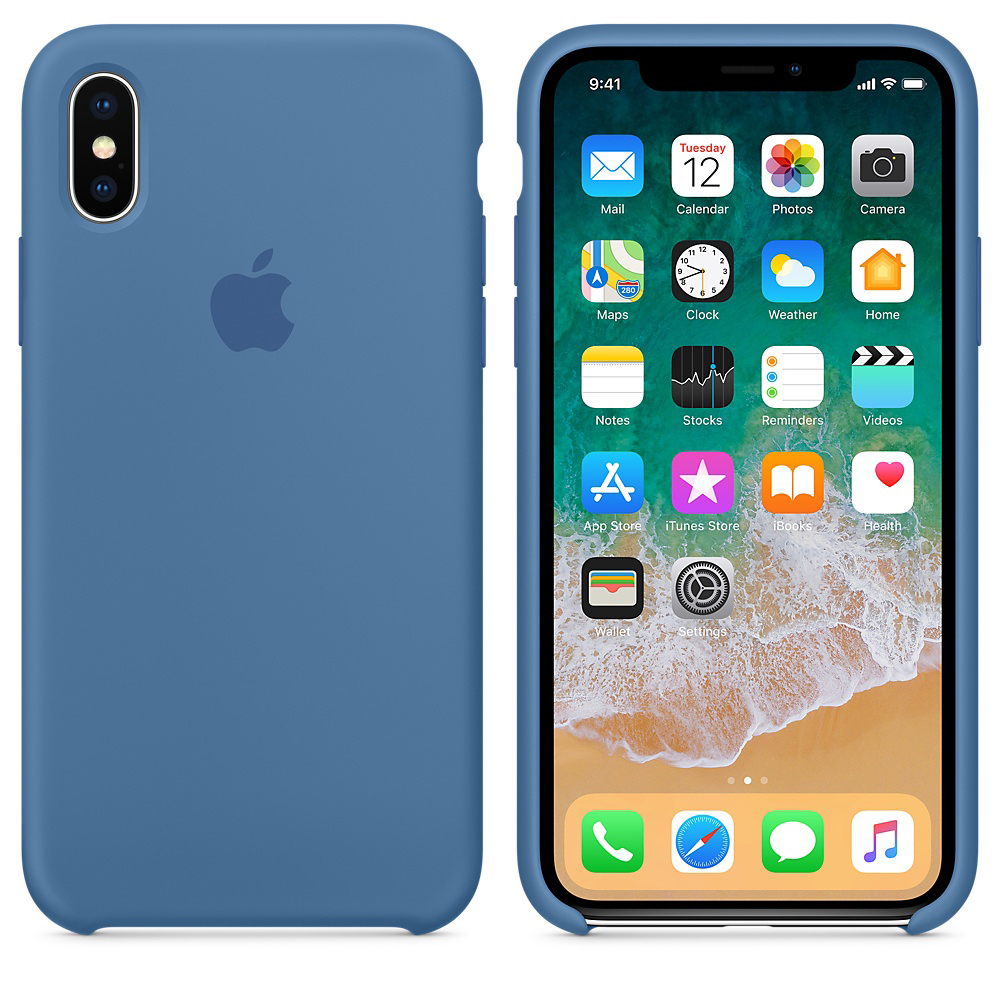APPLE Silicone Case, Backcover, Apple, iPhone X, Denim Blue