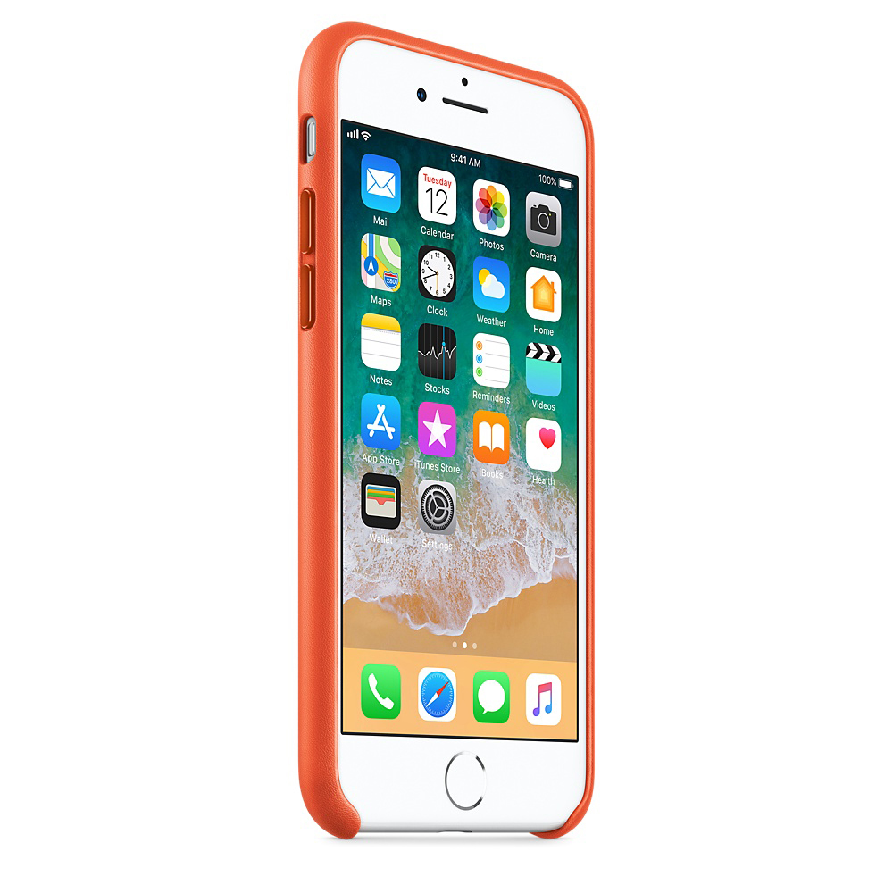 APPLE Leather Case, Backcover, Apple, iPhone 7, iPhone 8, Bright Orange