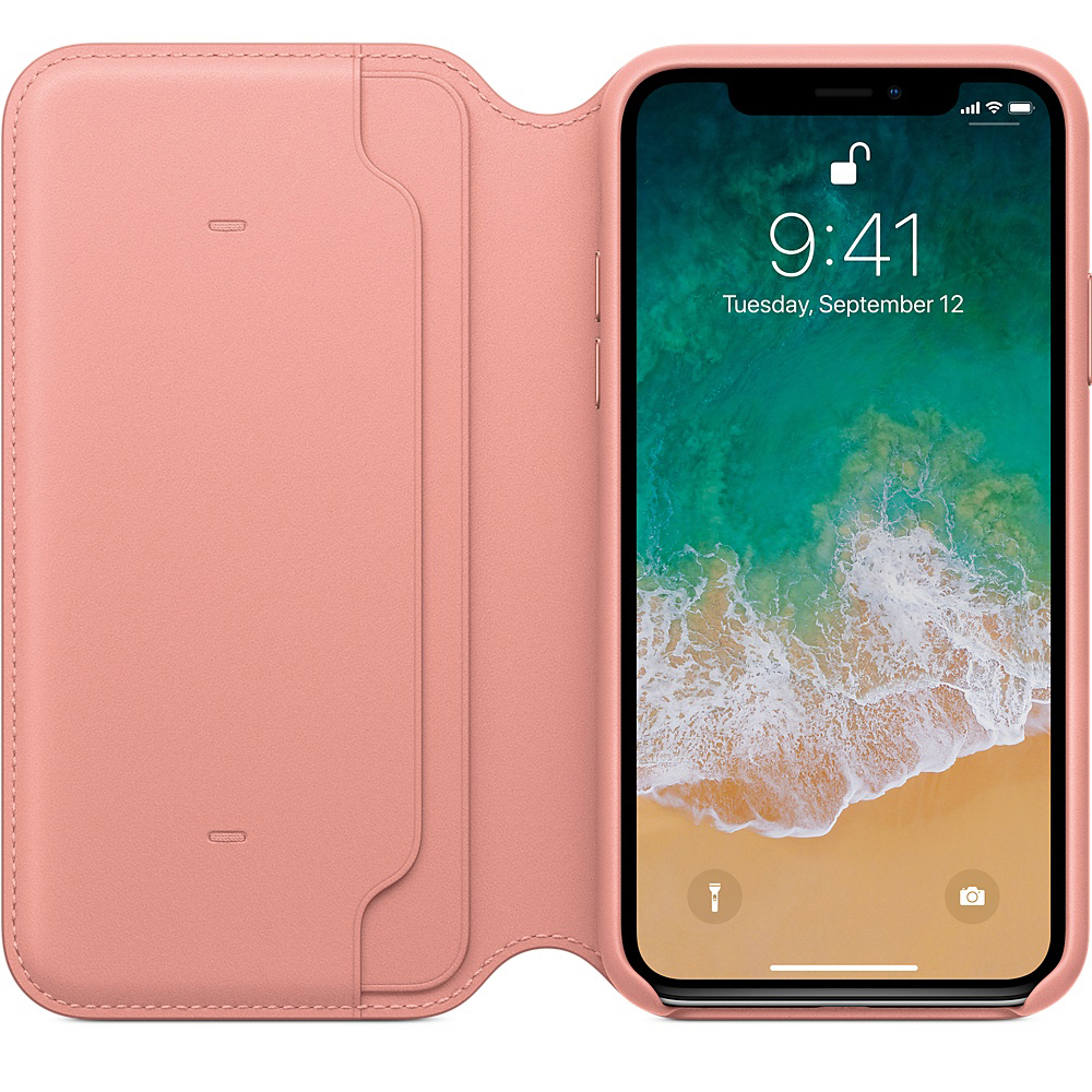 APPLE Leather Folio, Bookcover, Apple, iPhone X, Soft Pink