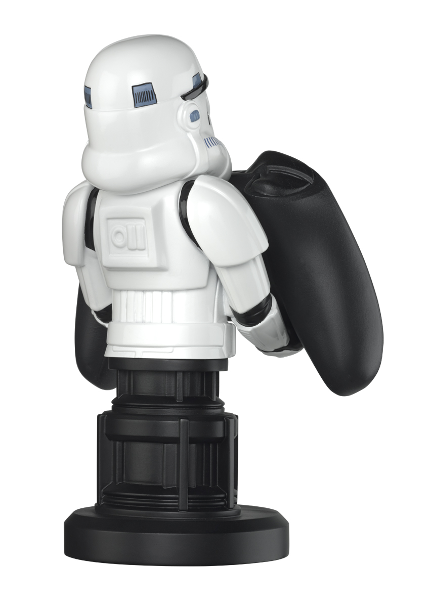 Star Wars Stormtrooper Büste. Weiße Rüstung, schwarzes Zubehör auf schwarzer Basis.
