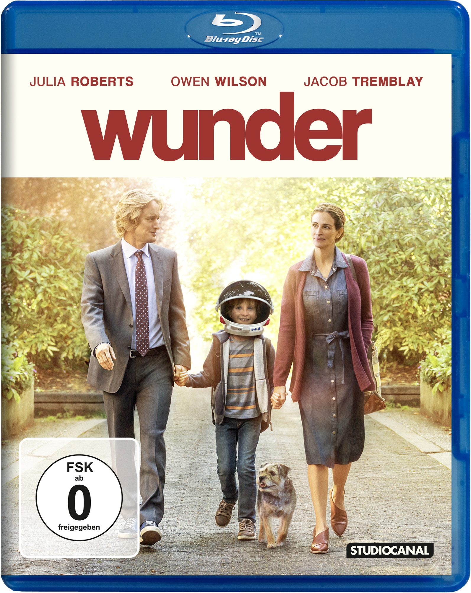 Filmcover mit Julia Roberts, Owen Wilson und einem Kind, das Händchen haltend mit einem Hund geht.