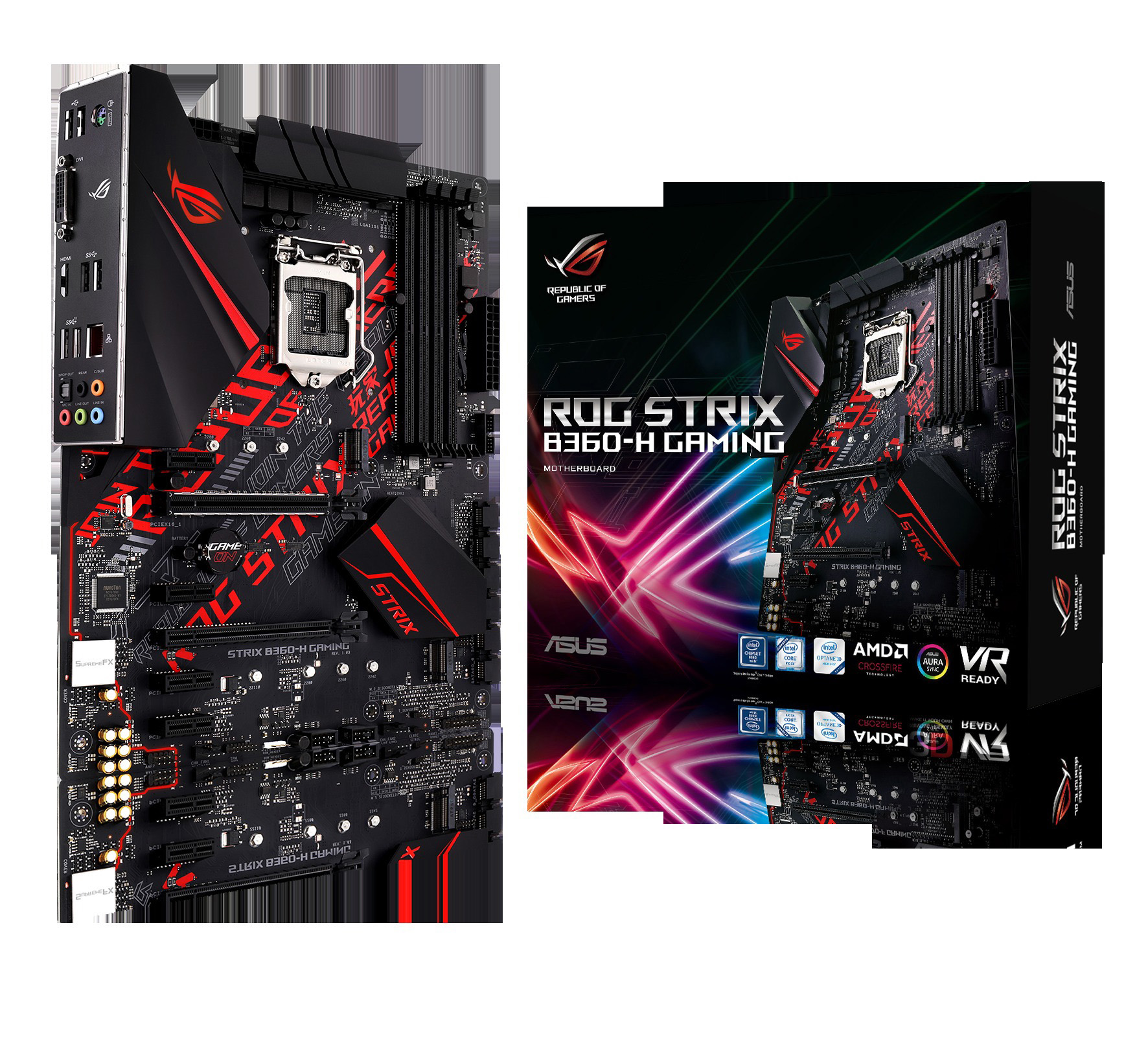 schwarz ASUS ROG Strix Mainboard Gaming B360-H
