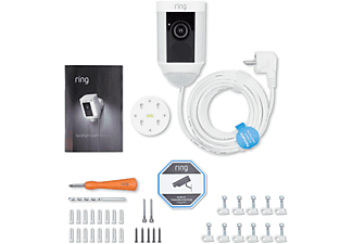 RING Spotlight Cam Wired - weiß, HD-Überwachungskamera mit Licht, Sirene und Bewegungsmelder